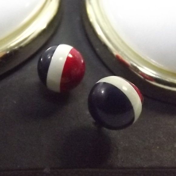 Vintage Red, White, and Blue Pierced and Clip On Earrings - Picture 4 of 4